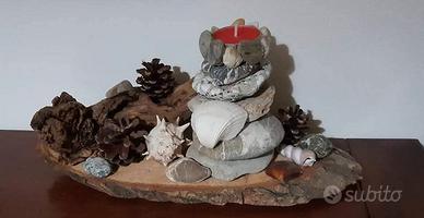 portacandele artigianale fatto con legni di mare 