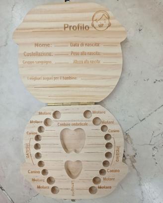 Scatola in legno porta dentini da latte bambini