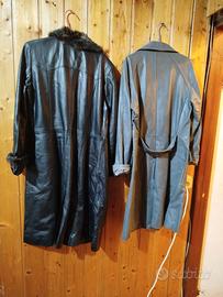 2 trench in pelle Nero e grigio