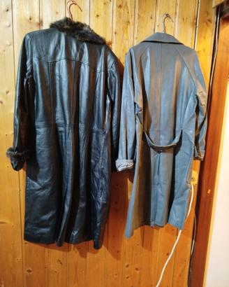 2 trench in pelle Nero e grigio