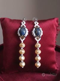 Orecchini pendenti artigianali retrò lapislazzuli