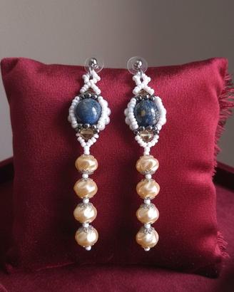 Orecchini pendenti artigianali retrò lapislazzuli