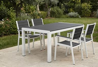 Set"Keter Harmony"– Tavolo + 4 Sedie con Braccioli