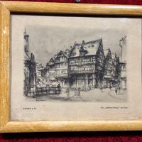 stampa litografica vecchia manifattura franhfurt a