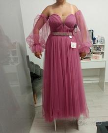 vestito pietra di lun tulle land rose 44 e cintura
