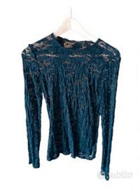 Top in pizzo blu notte