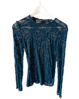 Top in pizzo blu notte