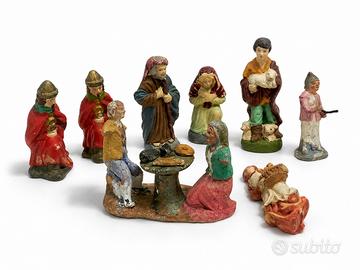 Presepe vintage italiano – lotto di 8 figure