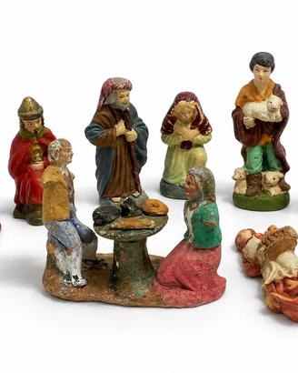 Presepe vintage italiano – lotto di 8 figure