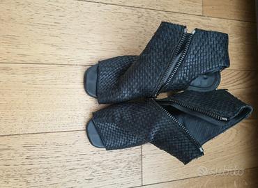 scarpe nere con tacco in vero cuoio made in italy 