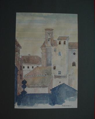 Acquarello 30x20 De Angelis paesaggio borgo 900