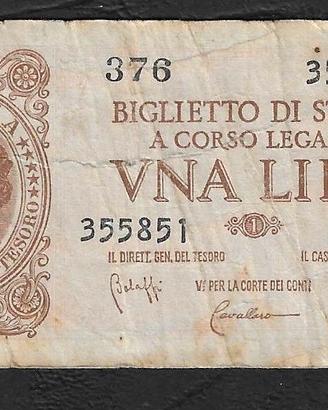 Italia - biglietto di stato circolato da 1 Lira