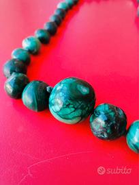 Collana vintage in malachite