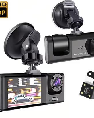 dash cam con 3 telecamere e Memory card