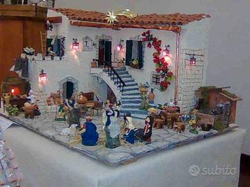 Presepe artigianale con ambientazione mediterranea