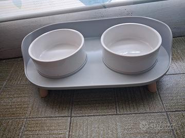 Doppie ciotole cn vassoio rialzato x cane e gatto
