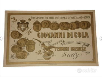 etichetta antica di cola termini imerese pasta 800