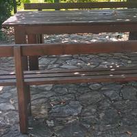 Set panche e tavoli in legno di abete da giardino