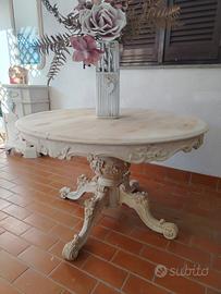 Tavolo rotondo shabby chic allungabile – Legno lav