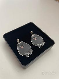 orecchini  cane Pomerania nero 