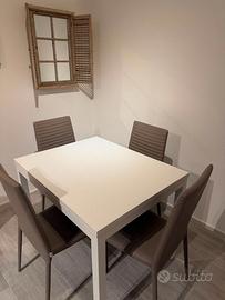Set Tavolo Allungabile Bianco Opaco + 4 Sedie