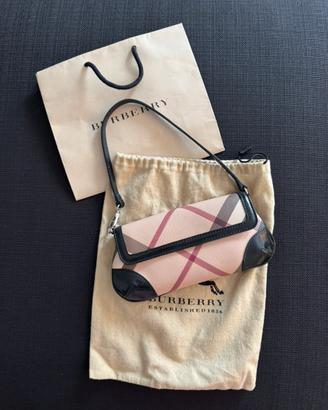 Pochette in tela check e pelle laccata Burberry