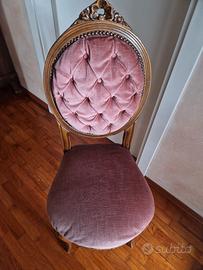 2 sedie in velluto rosa antico 