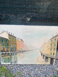 Dipinto olio su tela “vecchia Milano” Navigli Dani