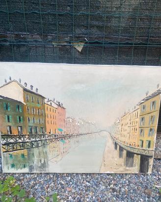 Dipinto olio su tela “vecchia Milano” Navigli Dani