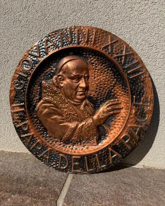 PIATTO RAME PAPA GIOVANNI XXIII IL PAPA DELLA PACE