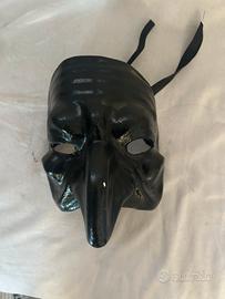 Maschera Veneziana Pulcinella Zanni Nera Lucida