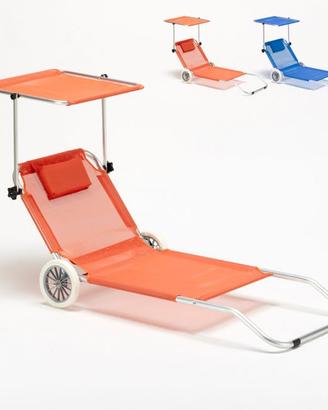 Lettino spiaggia mare con ruote richiudibile
