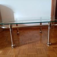 tavolino da salotto dorato e vetro, vintage