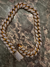 Collana iced out ghiacciata hip-hop zircone vvs