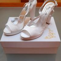 scarpe da sposa raso bianco 