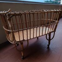 lettino  culla bambino in vimini bambù 