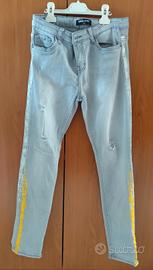 Pantalone jeans grigio e giallo bimbo style size14