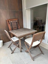Tavolo da giardino in legno + 2 sedie