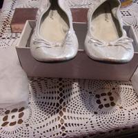 Scarpe paperine sera argentate con elastico n.37