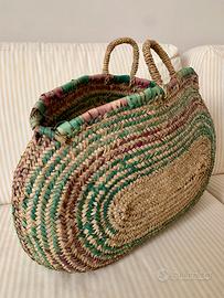 Borsa in paglia intrecciata Vintage