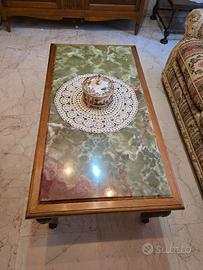 Tavolino da salotto con piano in onice verde