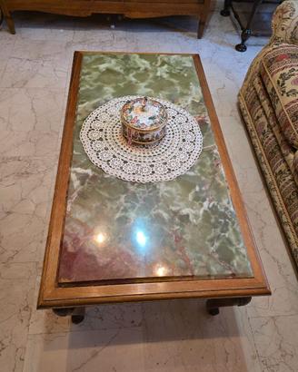 Tavolino da salotto con piano in onice verde