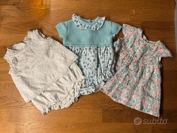 3 vestitini-pagliaccetto nuovi per neonata Fagotti