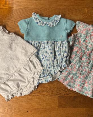 3 vestitini-pagliaccetto nuovi per neonata Fagotti