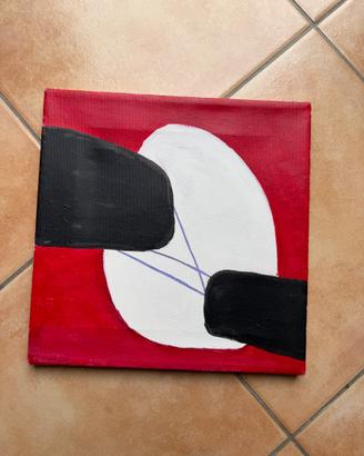 Quadro astratto rosso nero bianco su tela