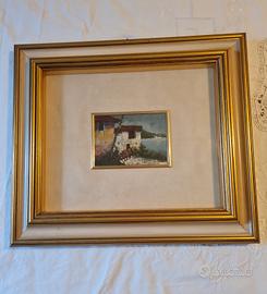 quadro vintage con cornice in legno Preg