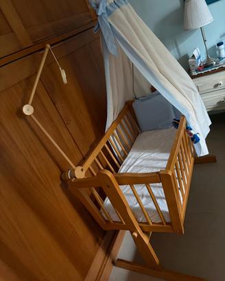Culla Neonato in Legno con Velo – Come Nuova
