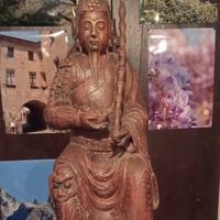 Antica Statua Cinese in legno intagliato - Guerrie