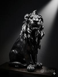 Scultura Leone in Resina Nera - Design Contemporan