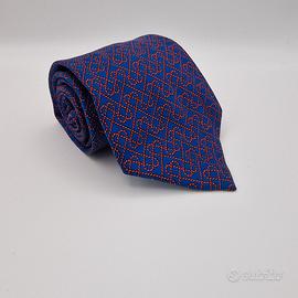 Cravatta Hermès originale in seta – blu e rossa